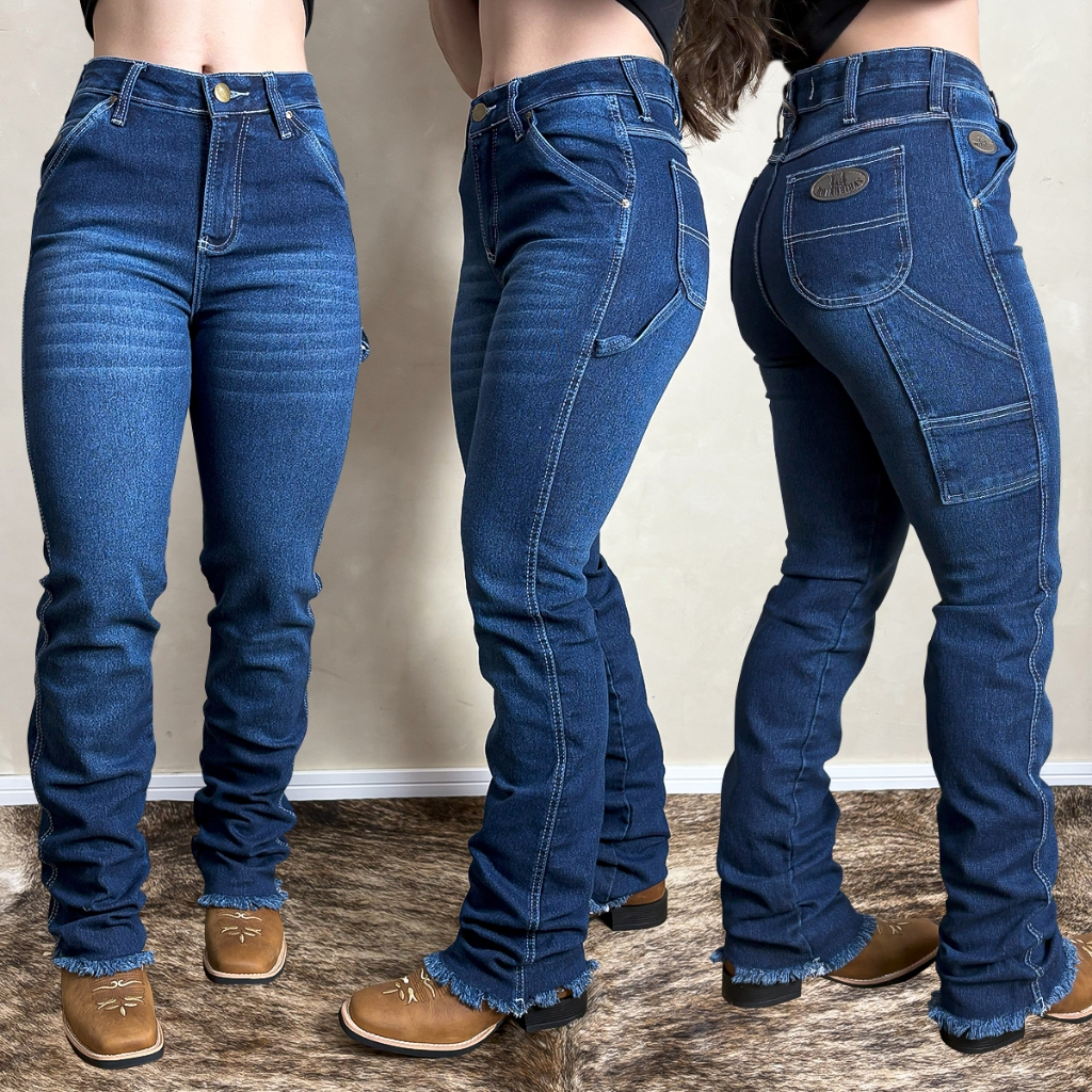 Jeans Feminino Country Carpinteiro Estilo Western 
