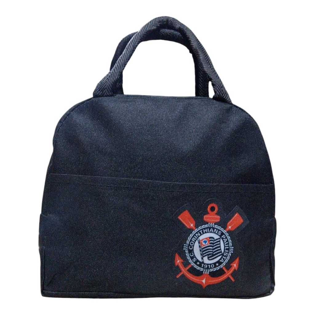 LANCHEIRA TERMICA PRETO, DO CORINTHIANS COM ALÇA 