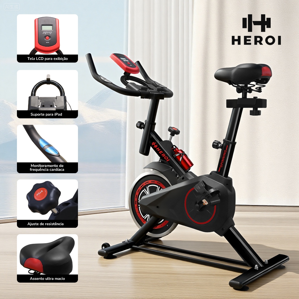 HEROI Bicicleta Ergométrica Spinning, Volante 4kg