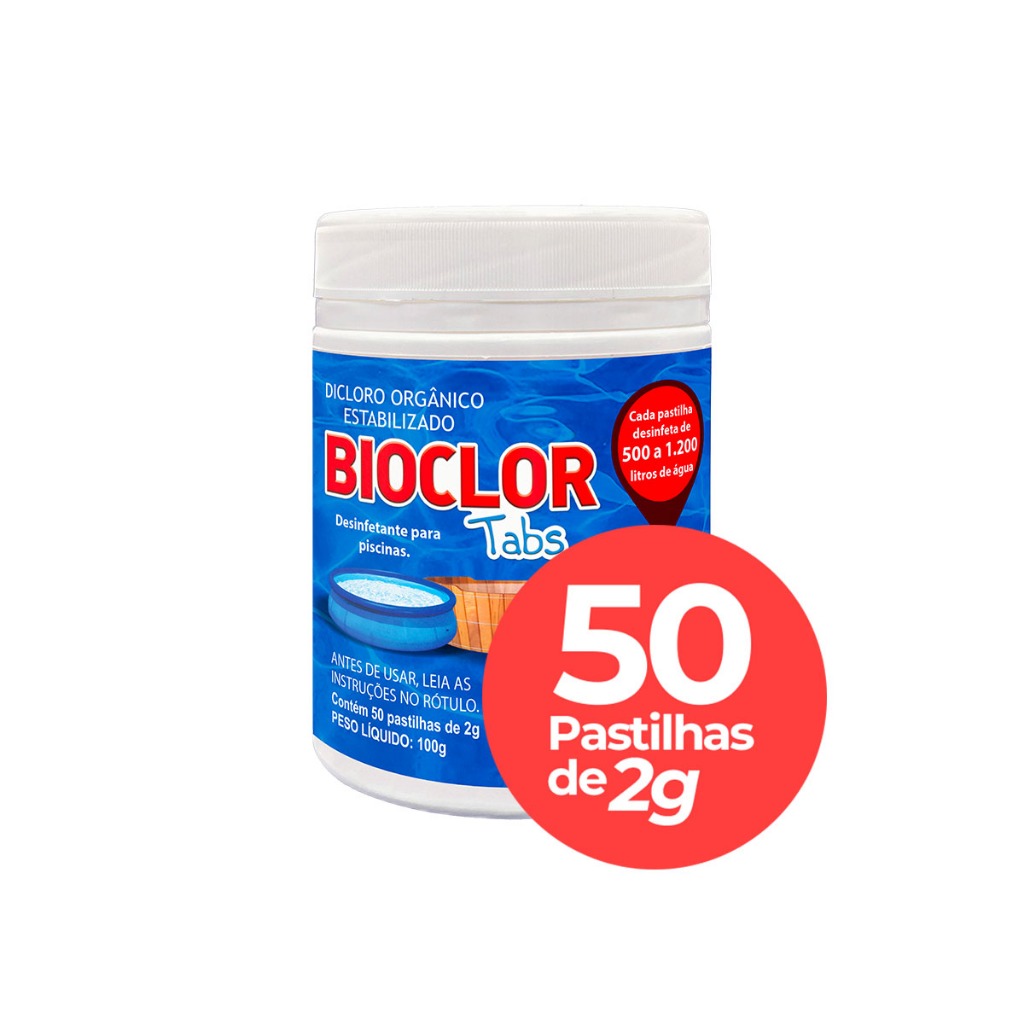 50 Pastilhas de Cloro Orgânico Para Piscina Infan
