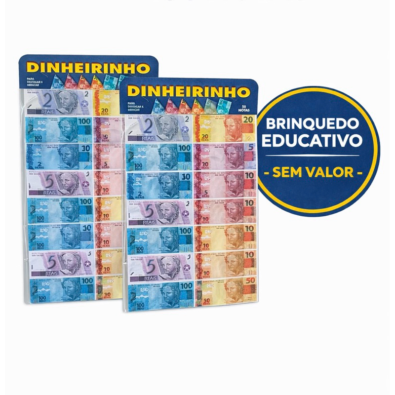 Kit EM CÉDULAS 6/ 3/ 2 ou 1 cartelas jogo dinheir