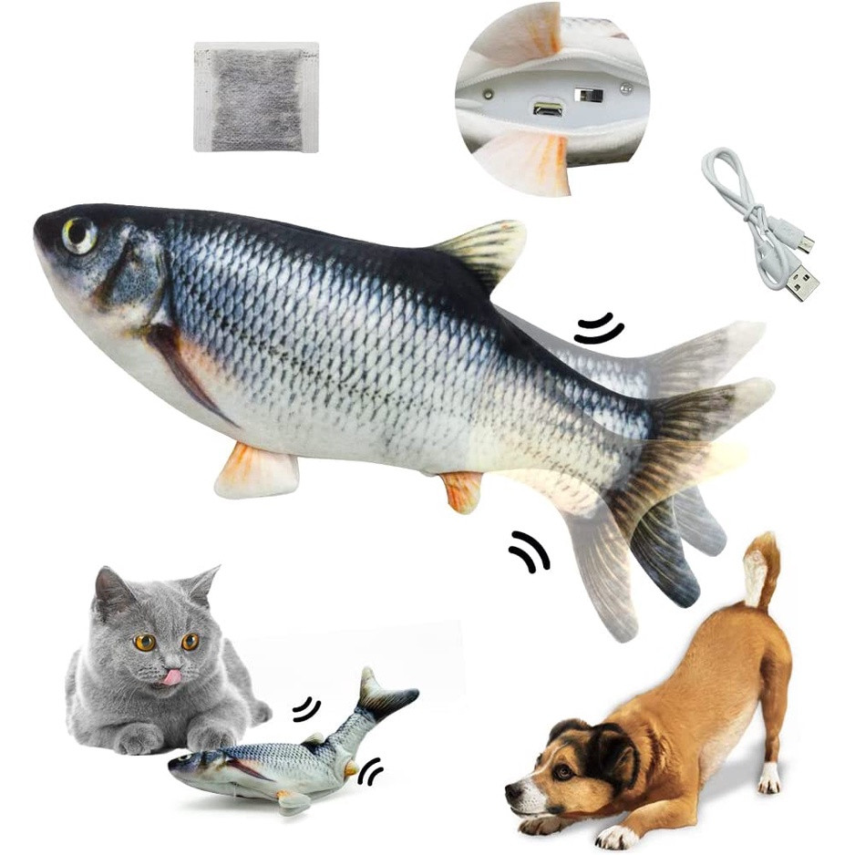 Brinquedo Interativo Peixe Elétrico para Gatos e 