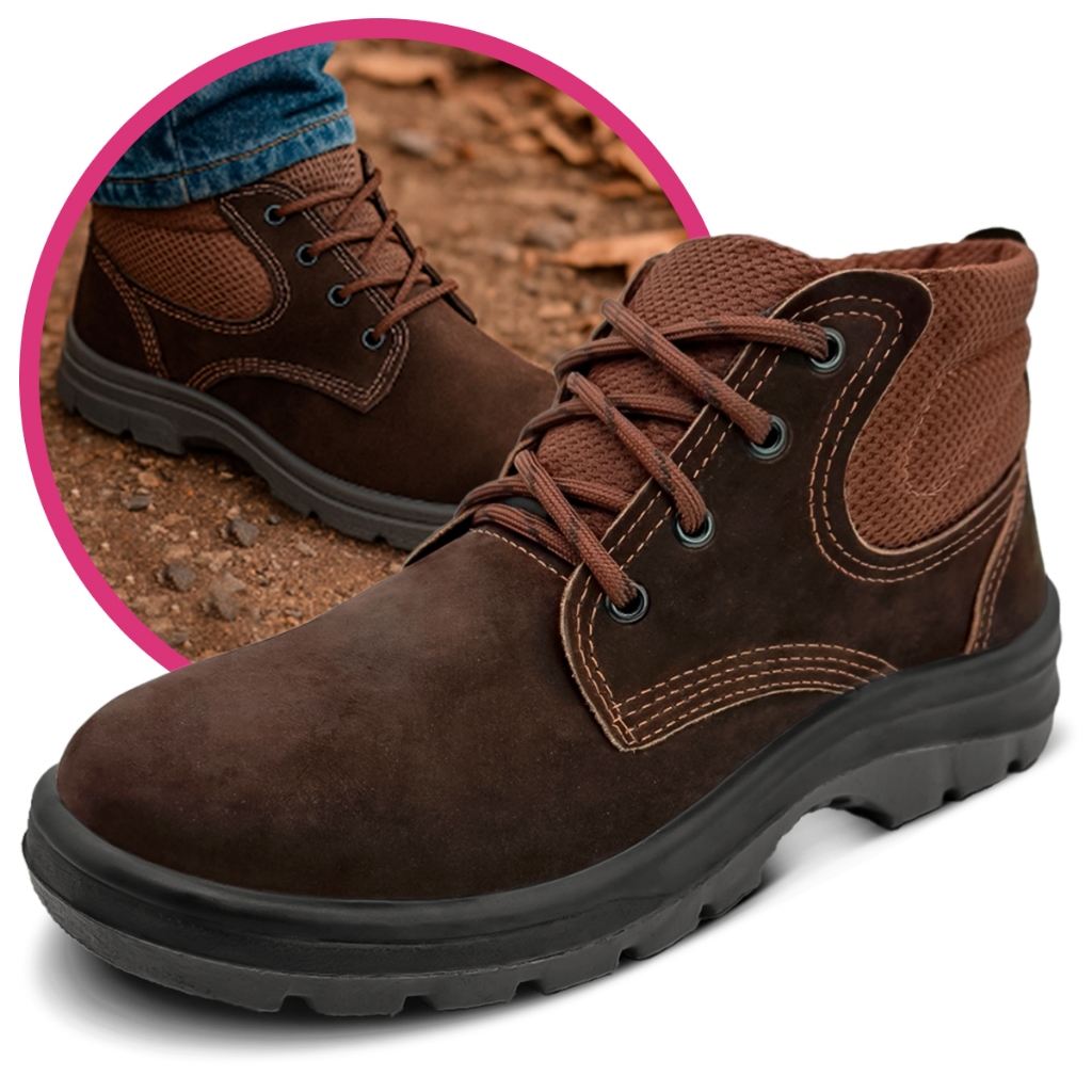 Bota Segurança Femina para Trabalho Epi Em Couro 