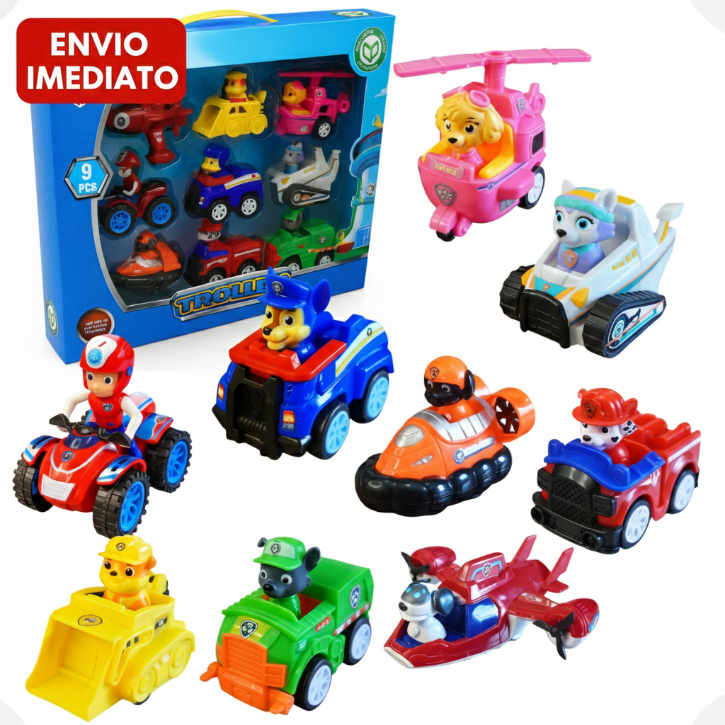 Kit Carrinhos Patrulha Canina Com 9 Carros De Fric