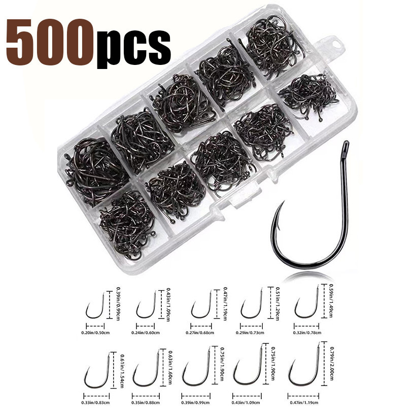 Kit de 500pçs de anzol de pesca com ganchos trinc
