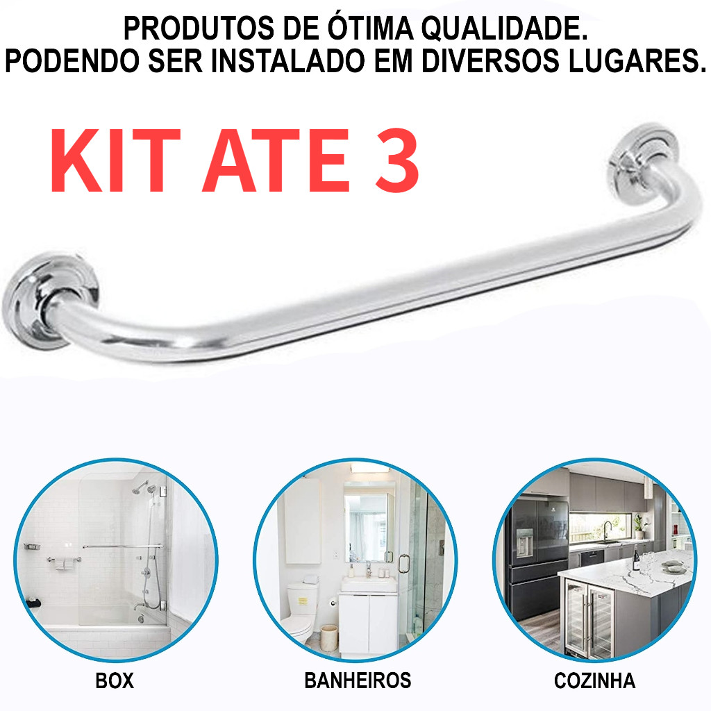 Alça de Apoio Banheiro Barra Inox 30cm 40cm 50cm 