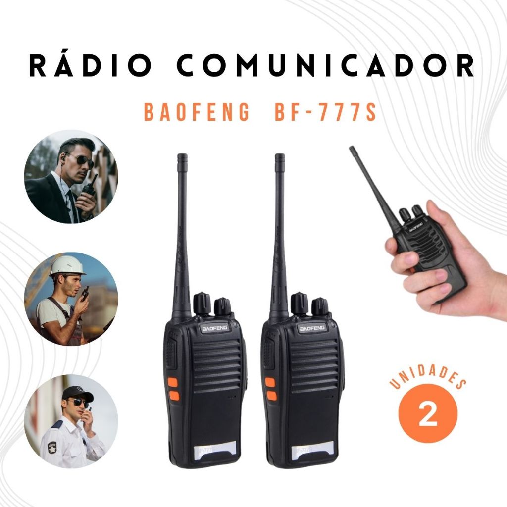 Kit 2 Rádio Comunicador Walk Talk Baofeng 777s co