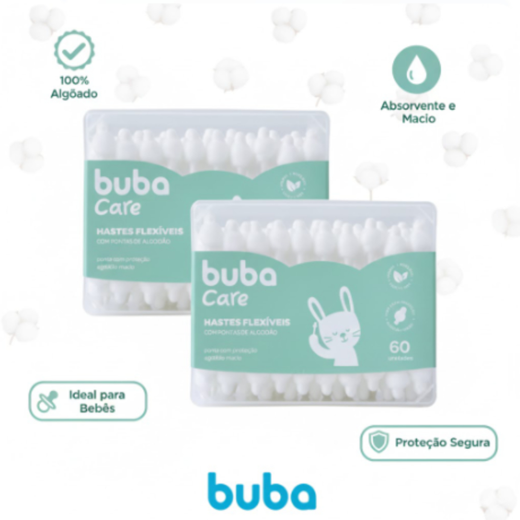 Cotonetes Hastes Flexíveis Buba Infantil Para Beb