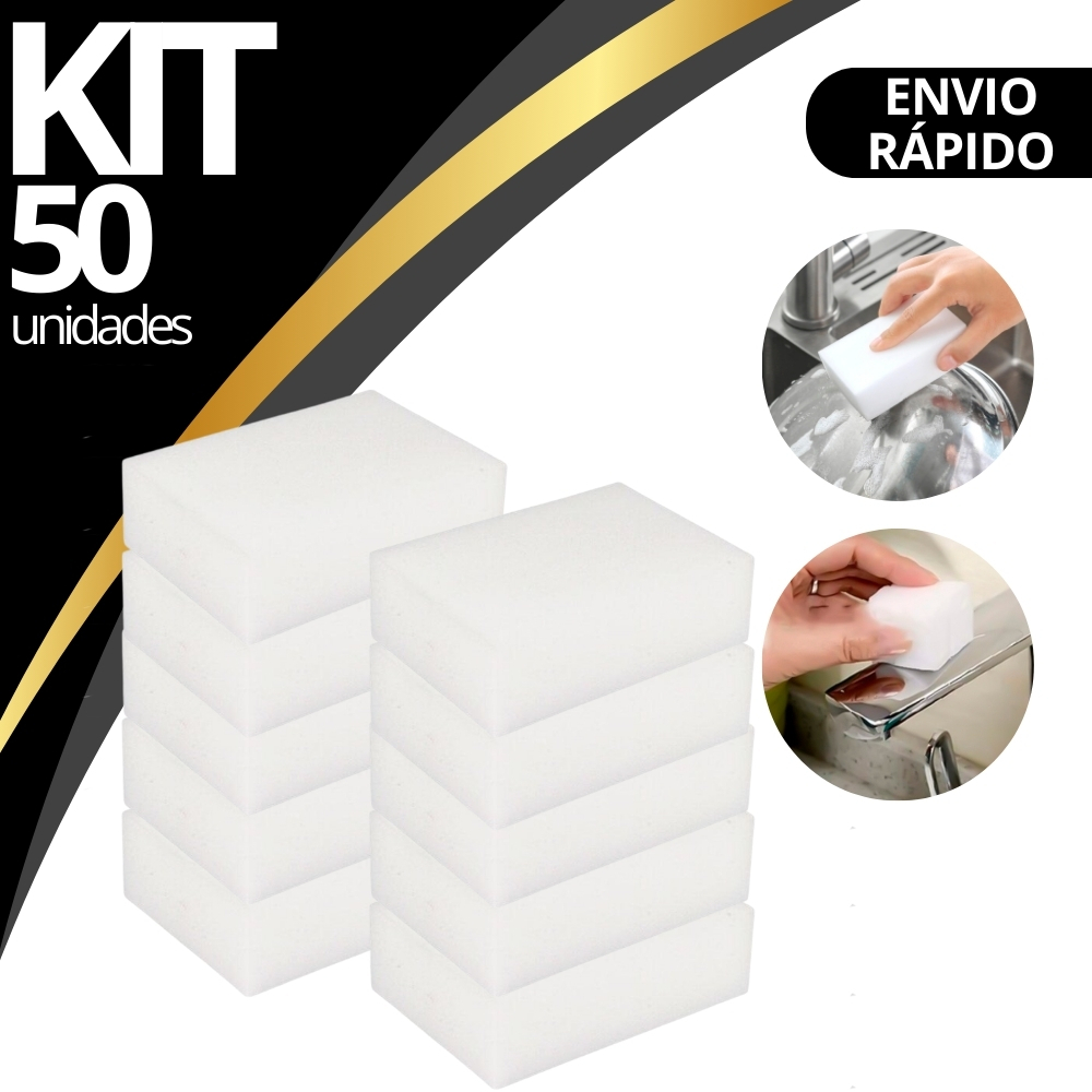 Kit 1/5/10/15/20/50 Esponja Mágica Branca Melamin