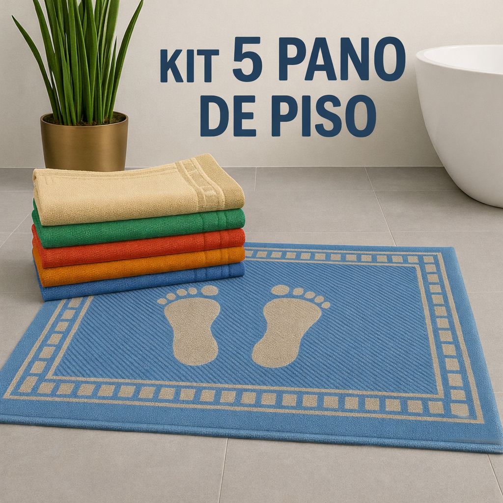 Kit 5 Panos de Piso Para Banheiro Premium 45x70cm 