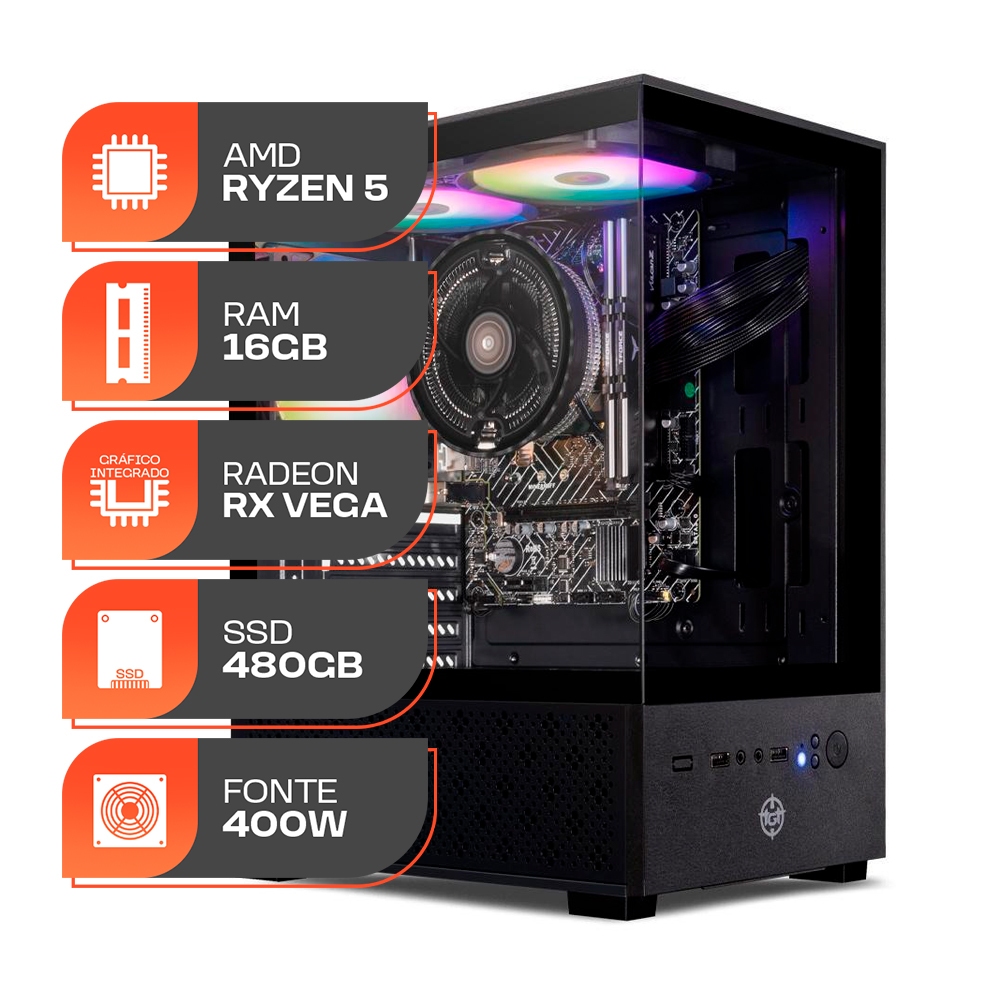 PC Gamer Forge, AMD Ryzen 5 3400G, 16GB DDR4, SSD 