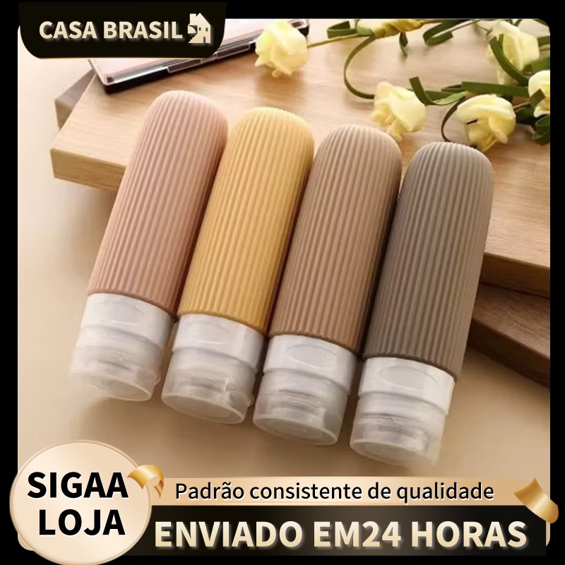 Kit 4 Frasco De Cosmetico 90ml Silicone Para Viage