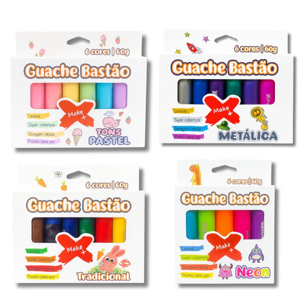 Tinta Guache em Bastão 6 Cores Variadas Super Cob