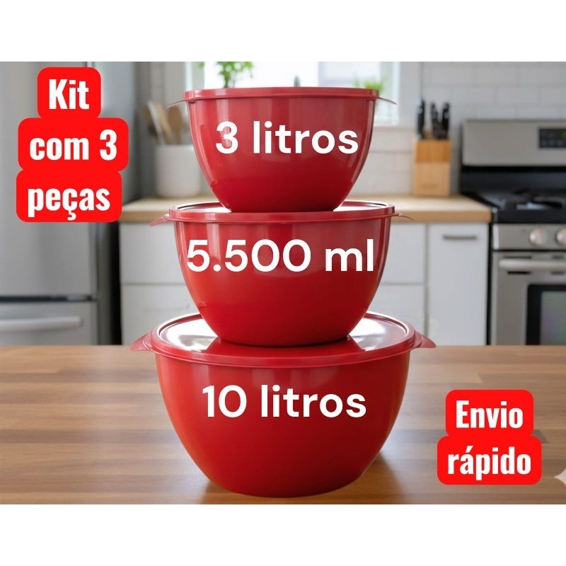 Kit Bowl de  Plástico hermético tigela com 3Peç