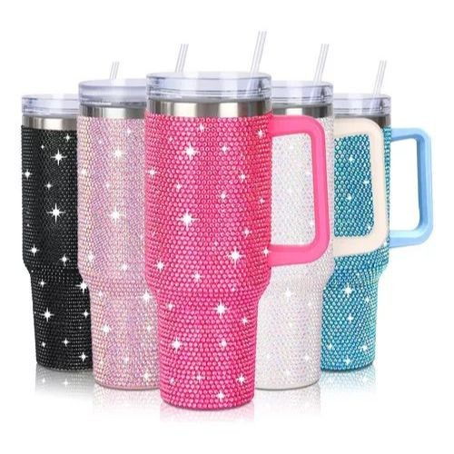 Copo Térmico 1200ml Com Strass Brilhante Com Alç