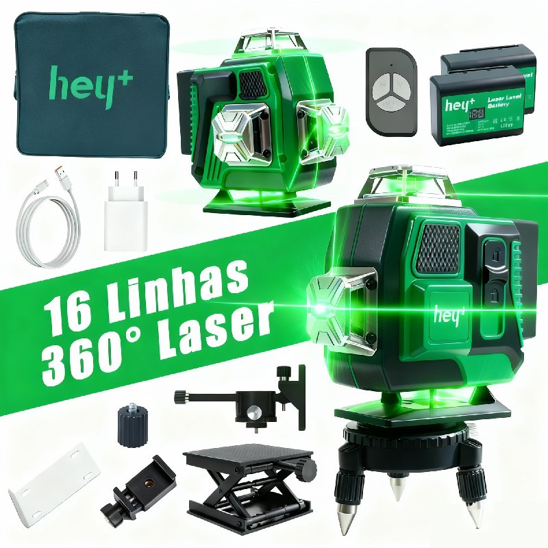 Heyplus Nível a Laser Verde 16 Linhas 4×360�