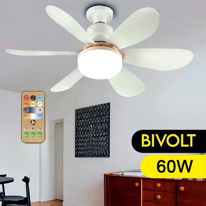 Ventilador de Teto com Lampada LED Integrada Bocal