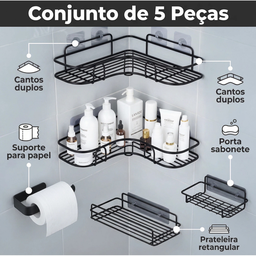 1/2/3/4/5 Suportes Porta Shampoo Organizador De Me