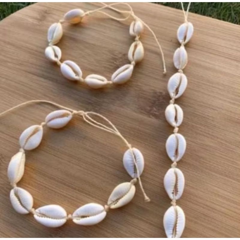 KIT COLAR E PULSEIRA/TORNOZELEIRA DE BUZIOS , MODA