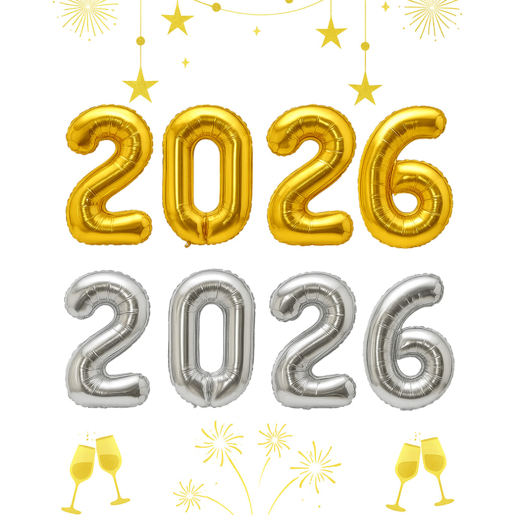 Balão 2026 Metalizado Decoração Ano Novo 40cm R