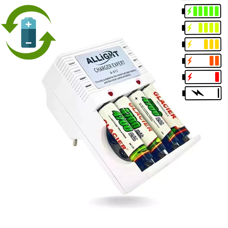 Kit Carregador De Pilhas AA/AAA/Recarregável Bivo