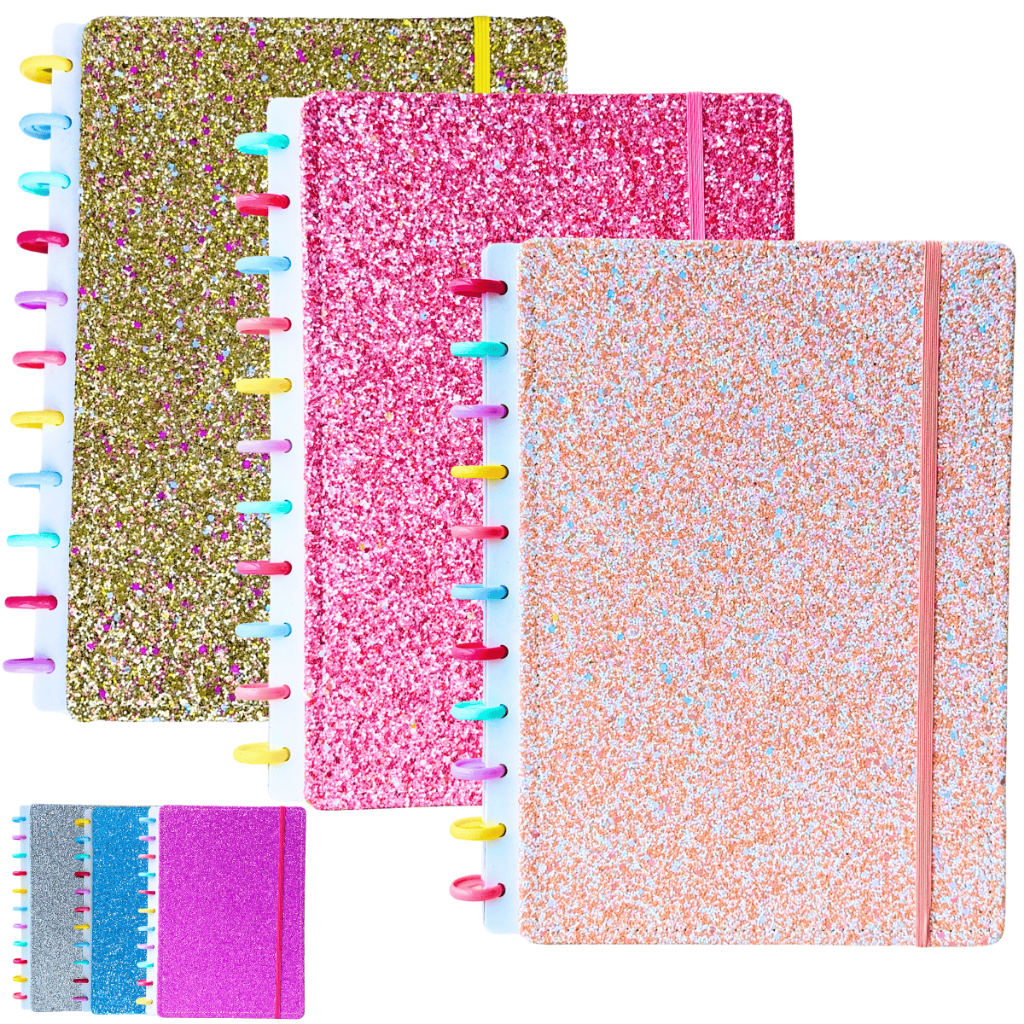 Caderno de Disco Grande com Glitter 80 Folhas