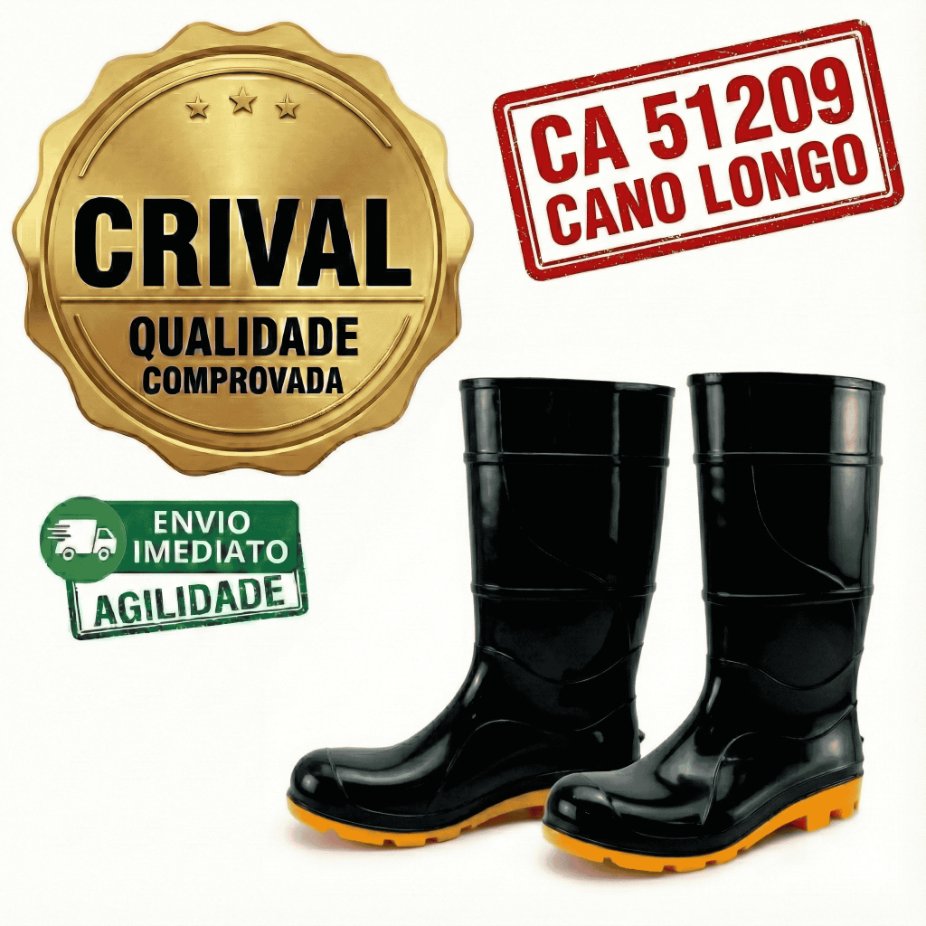 Bota Galocha Cano Longo Crival Impermeável EPI CO