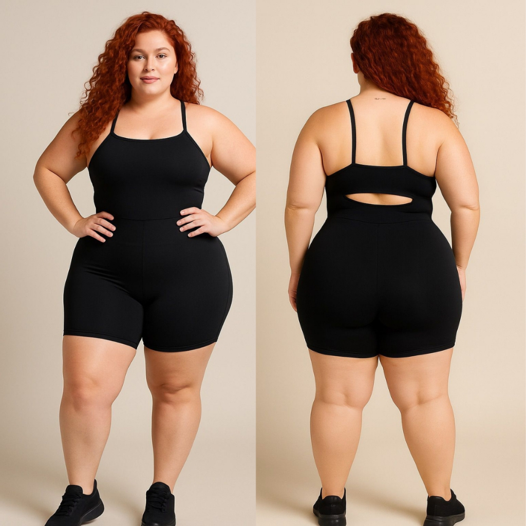 Macaquinho Plus Size Academia Casual Costas nuas S