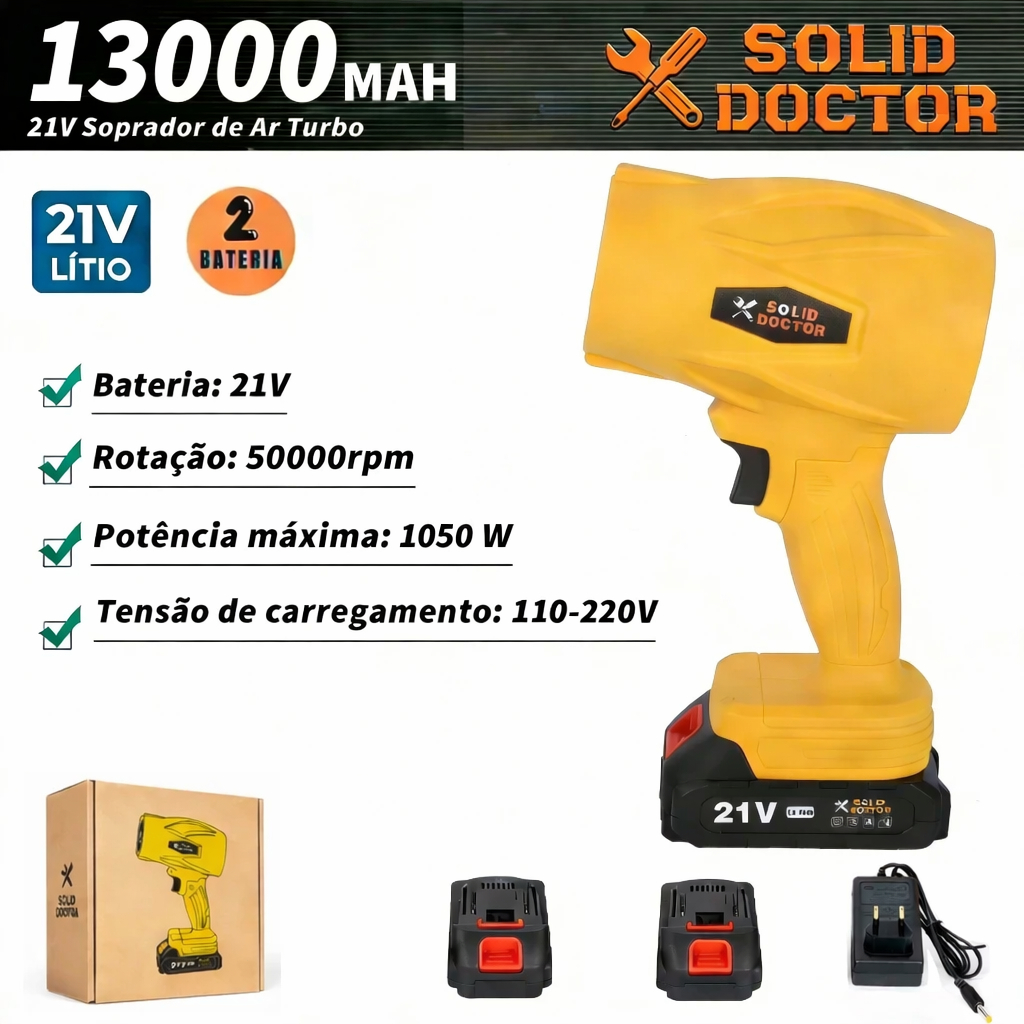 Soprador de Ar Turbo Portátil 21V 2 Baterias bivo