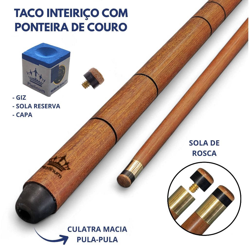 Taco de Bilhar/ Sinuca Ipê Inteiriço 1,47m 100% 