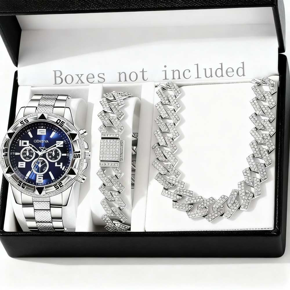 Relógio masculino com mostrador grande e vidro az