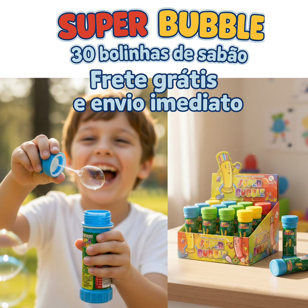 Kit 30 Bolhas de Sabão Bolinhas Super Bubble Lemb