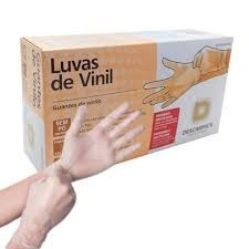 Luva de Vinil Sem Pó com 100 Unidades Caixa Tam P