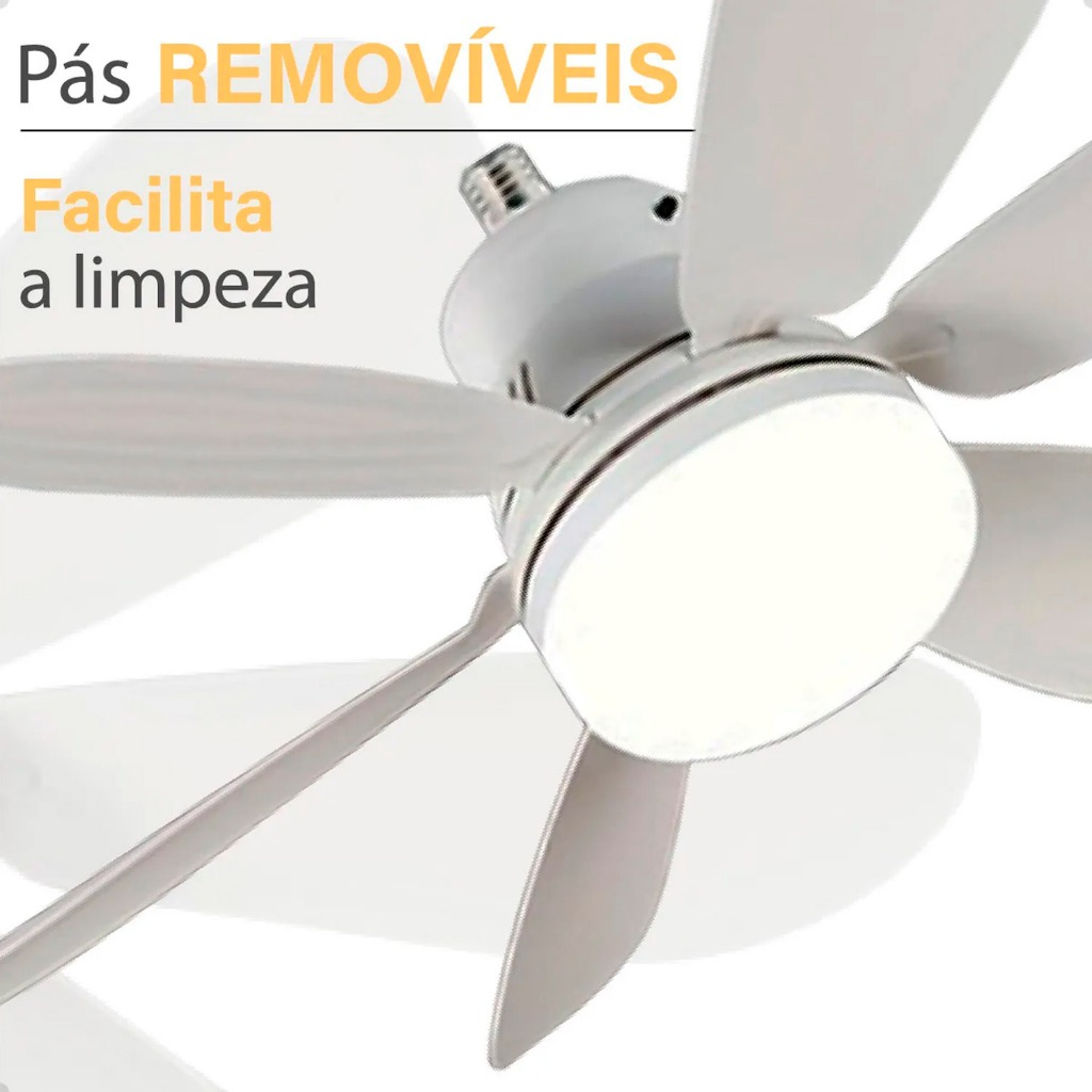 Ventilador de Teto Com Luz 60w Led 3 Tipos de Luz 