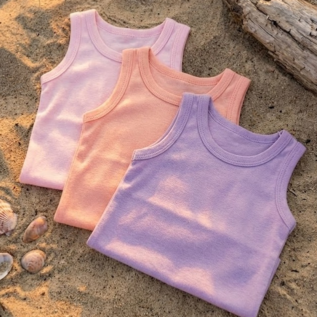 Camiseta Regata Infantil Básica Tecido Leve e Con