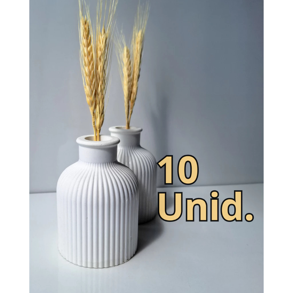 Kit 10 Vasos 10×8 Branco Gesso Decoração Ce