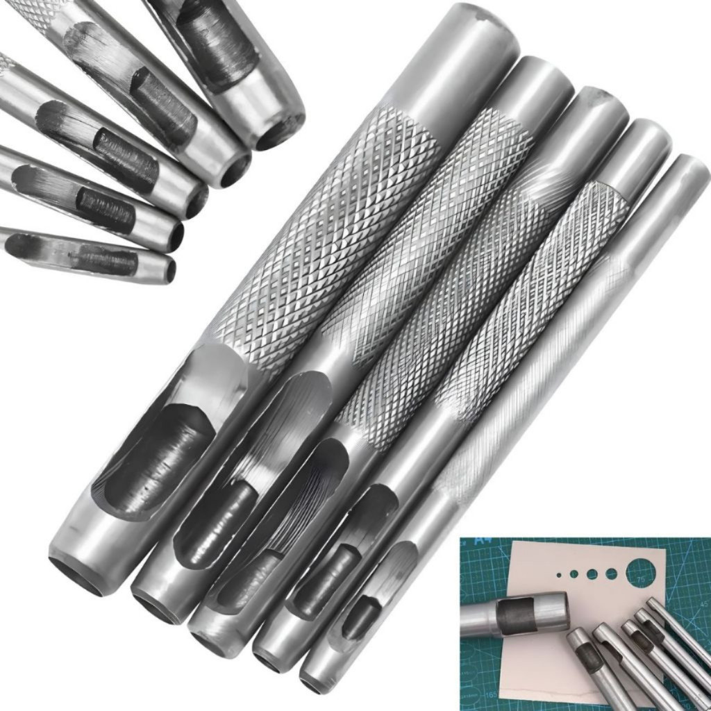 Kit 5 Vazadores Furador Couro Borracha 3 a 8mm Per