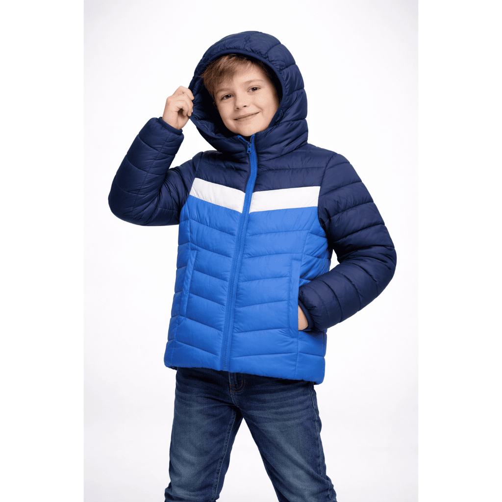 Jaqueta Puffer Infantil Masculina com Capuz Invern