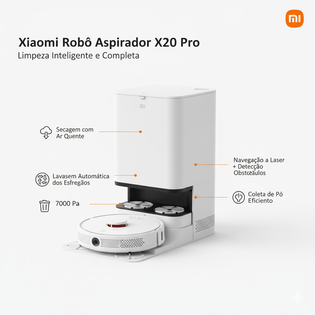 Robô Aspirador Robô Xiaomi Vacuum X20 Pro 110v22
