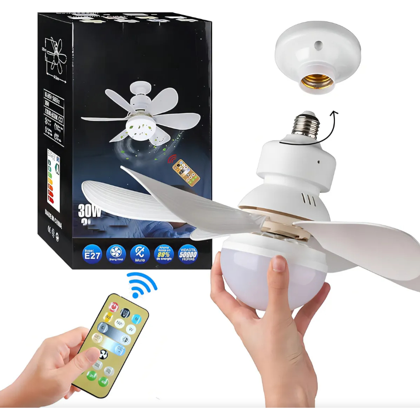 Ventilador De Teto Silencioso 60W Com Lâmpada Luz