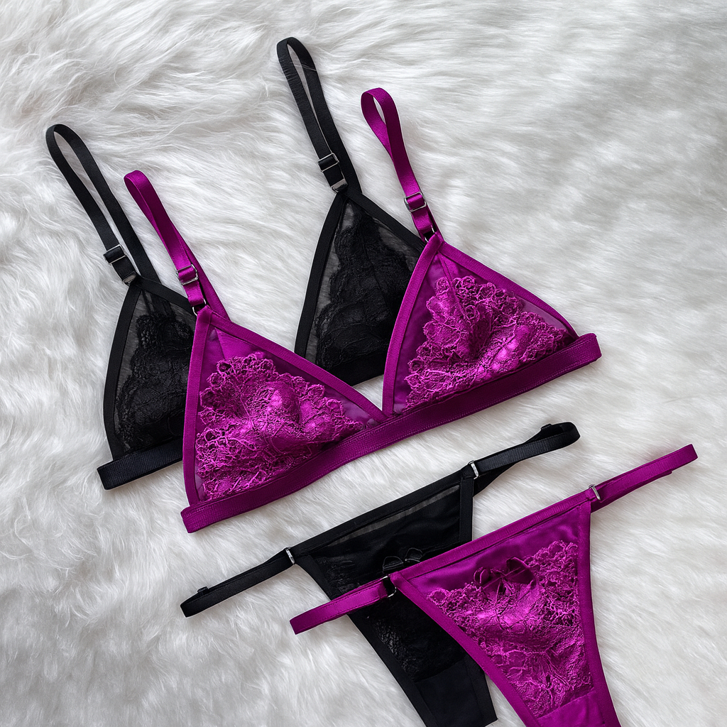 Conjunto Feminino De Lingerie Sensual Em Tule Tran