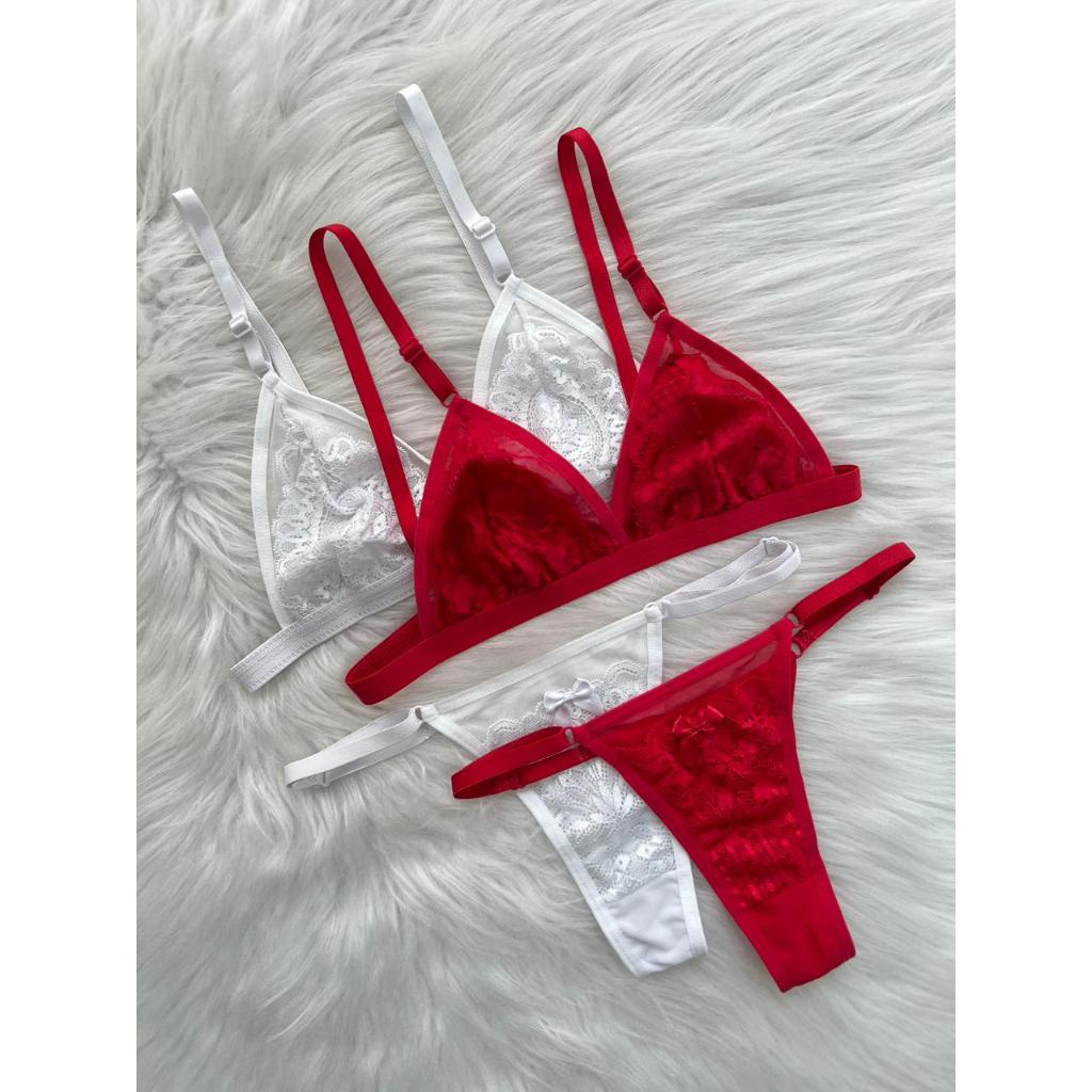 Kit Com 2 Conjunto Feminino De Lingerie Sensual Em