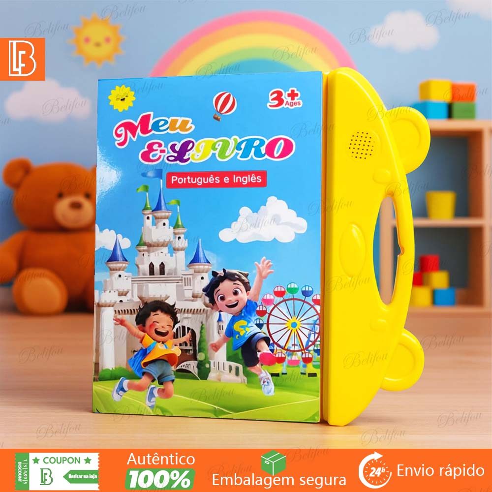 Livro Interativo com Som Infantil Bilíngue Portug