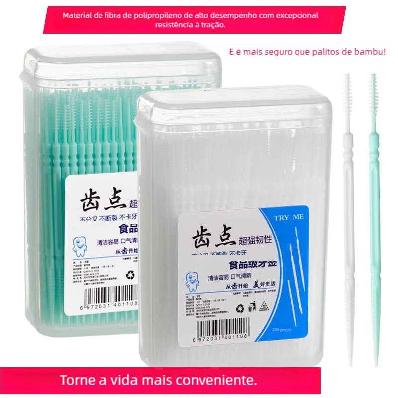 Escova Interdental com Fio 200Pcs – Cabeça 