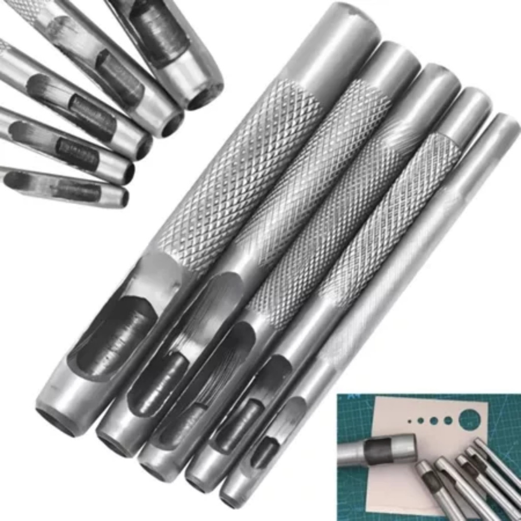 Kit 5 Peças de Jogo Furadores Couro Vazador Borra