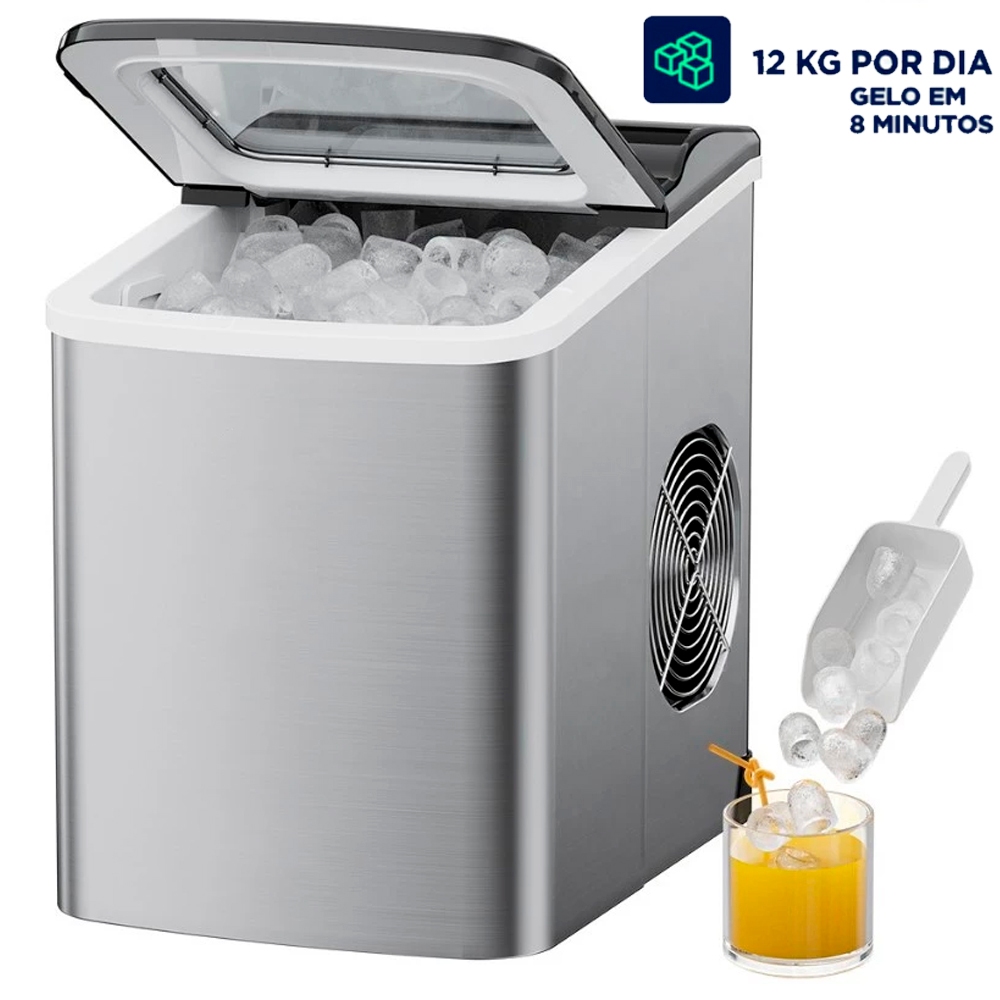 Máquina de Gelo Turbo Premium 160W 12KG p/ Dia Po
