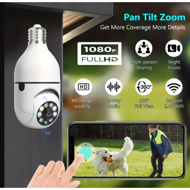 Câmera Lâmpada Guard360  Vigilância 24h Wi-Fi F