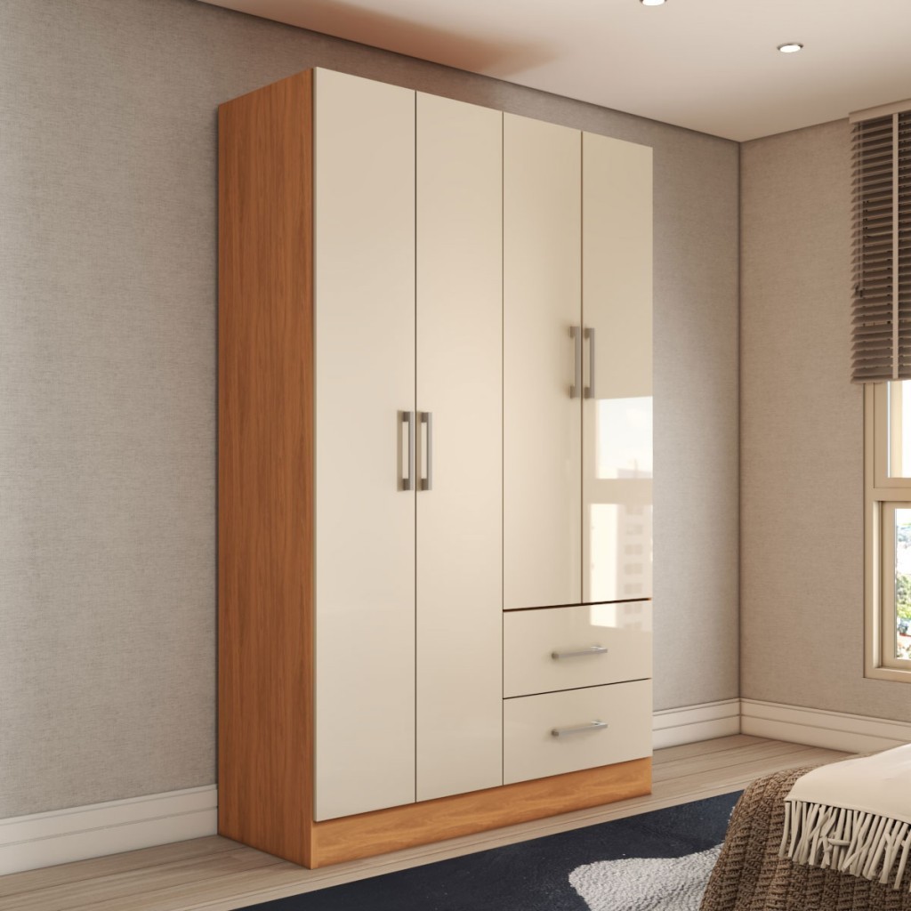 Guarda-Roupa Solteiro Paraná 4 Portas 2 Gavetas &