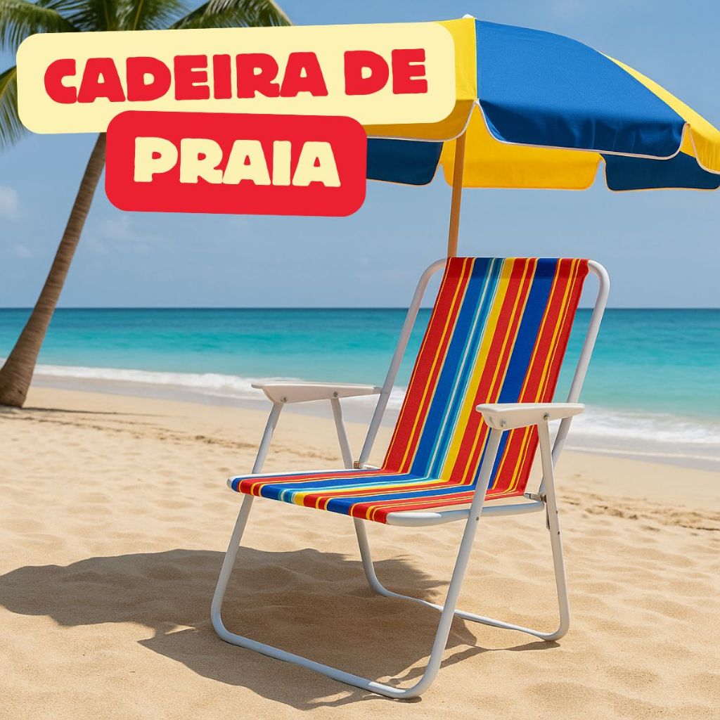 Cadeira de Praia Dobrável Portátil Reforçada A