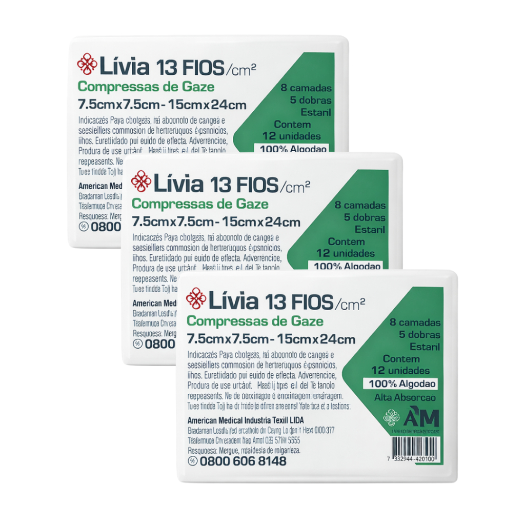 Compressa de Gaze Esteril LIVIA Hidrófila 13 Fios
